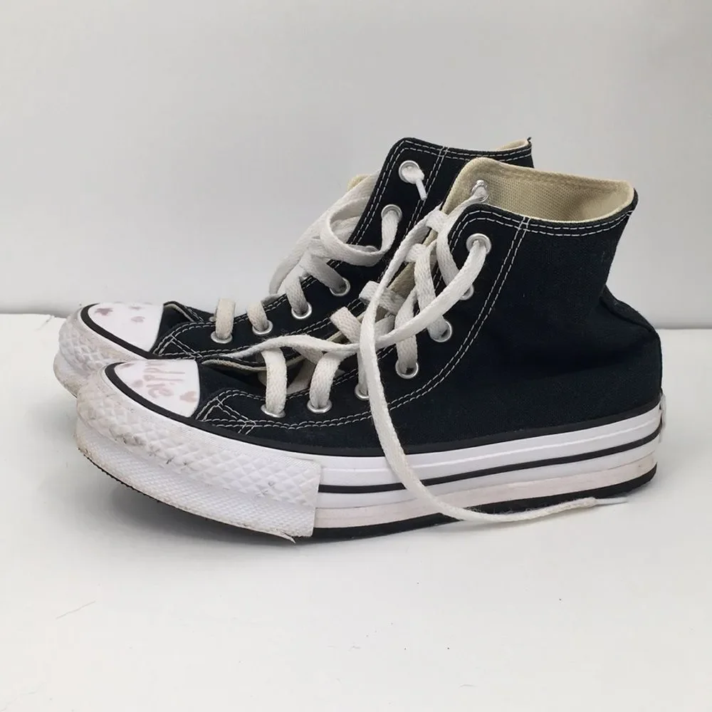 Converse Black High-Top Canvas Sneakers with White Accents kids 3